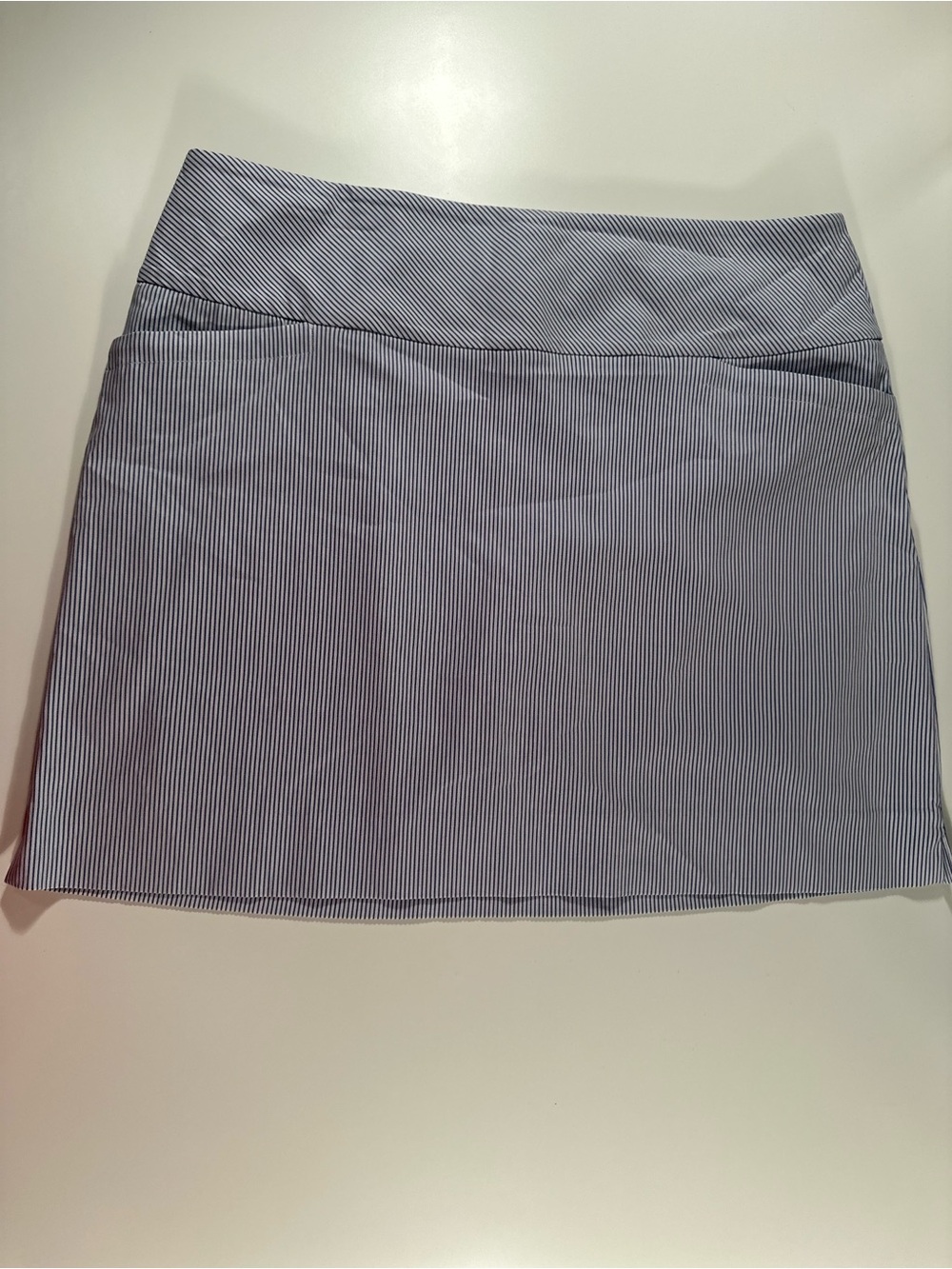 Striped Navy and White Mini Skirt with Foldover Waistband